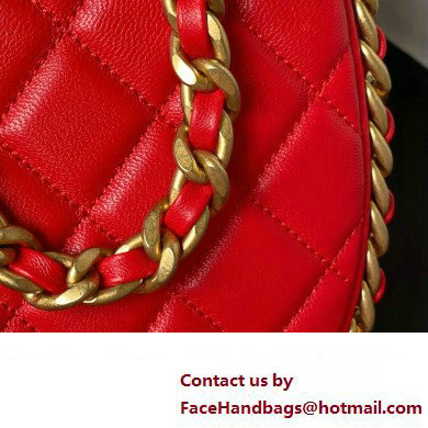 Chanel Shiny Crumpled Lambskin  &  Gold-Tone Metal Large Hobo Bag AS4368 Red 2023